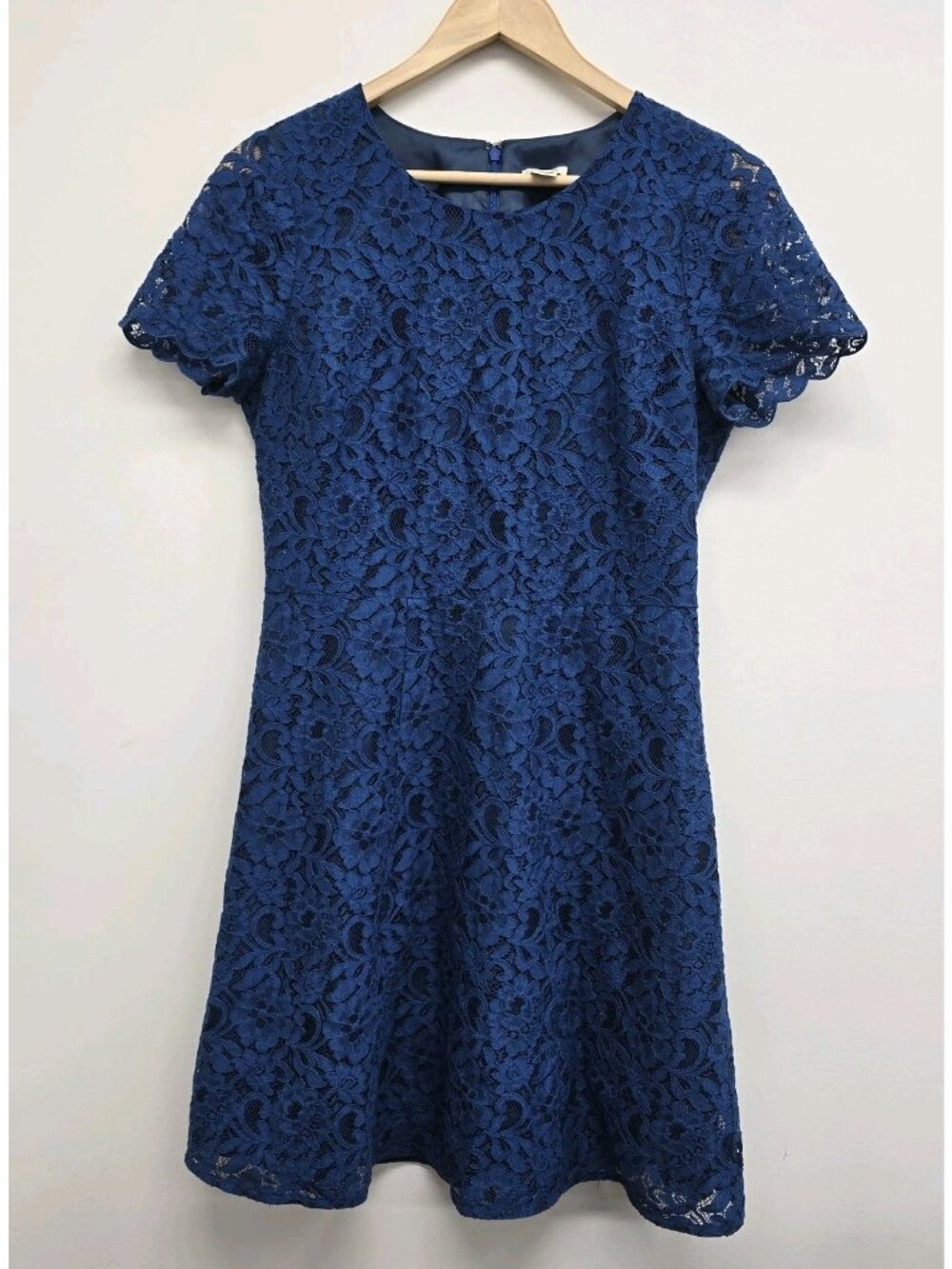 J Crew Factory Floral Lace Overlay Mini Dress Size 4 Lined Zip Back Coquette